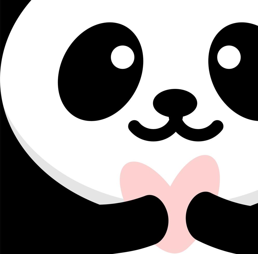 Panda in love declares love and gives a heart or valentine. Portrait of a panda with heart in paws. Greeting card for lovers, vector illustration.