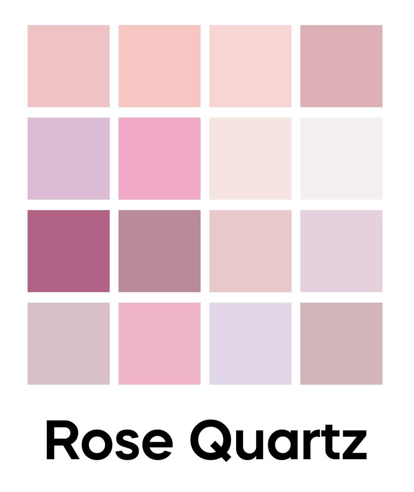 Palette of Rose Quartz tones. Pink colors template. Shades of rose petals, tender girls color. Vector colored pattern for textiles and interior design, fashion and beauty industry