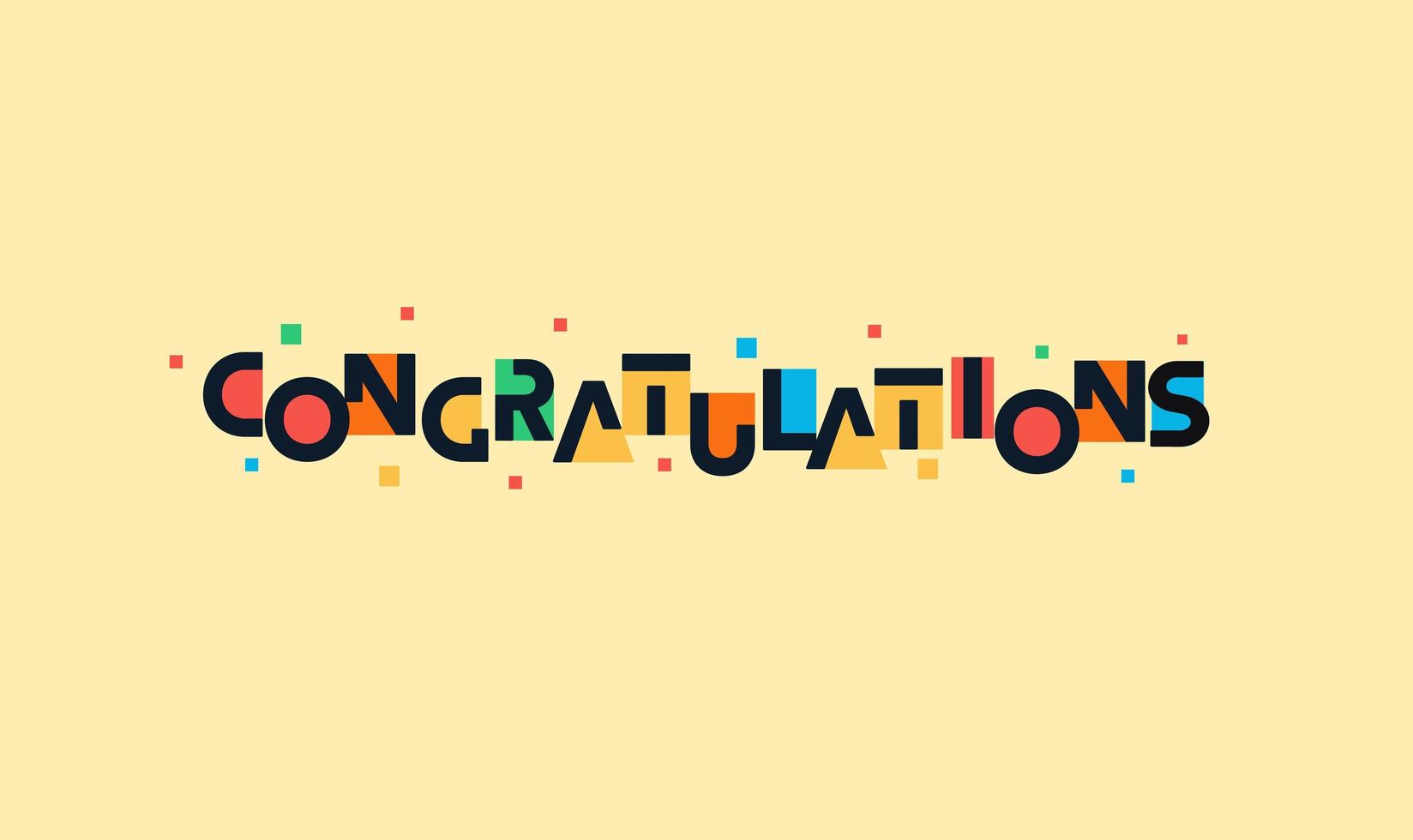 Congradulations funny lettering, futuristic space colorful greeting letters for kids birthday, childhood festival. Success congrats message, festive colored text. Vector illustration