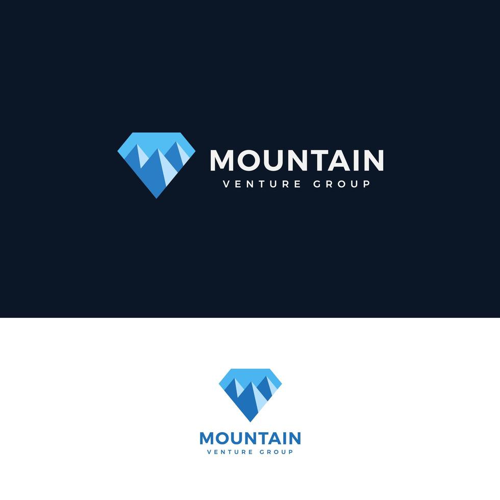 Mountain icon.Diamond shape with mountain logo concept for venture group,finance advisor, adventure and trip.Simple flat logo for easy configure. Vector isolated logotype idea for business and startup
