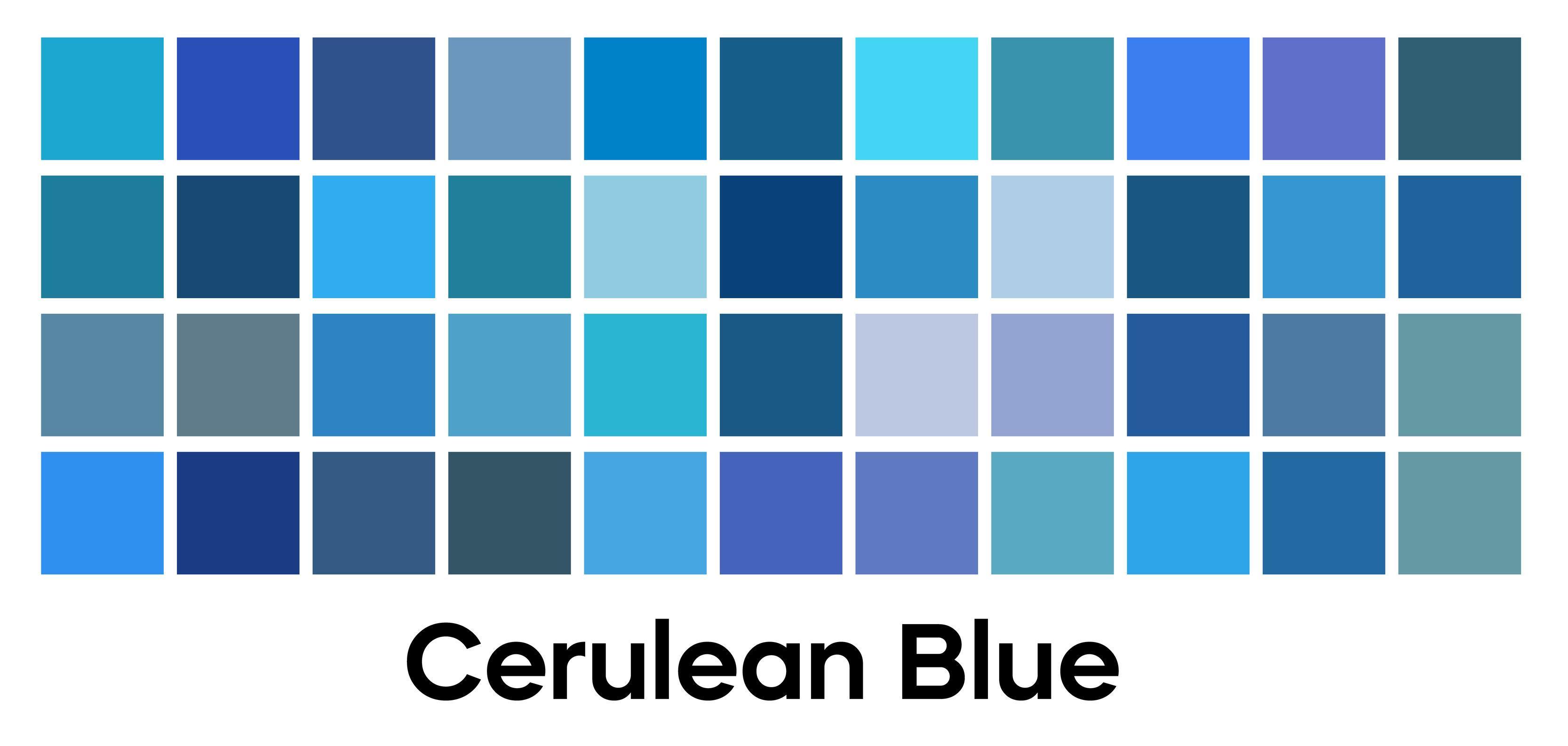 Modern blue color, vector palette set. Cerulean blue, Indigo and