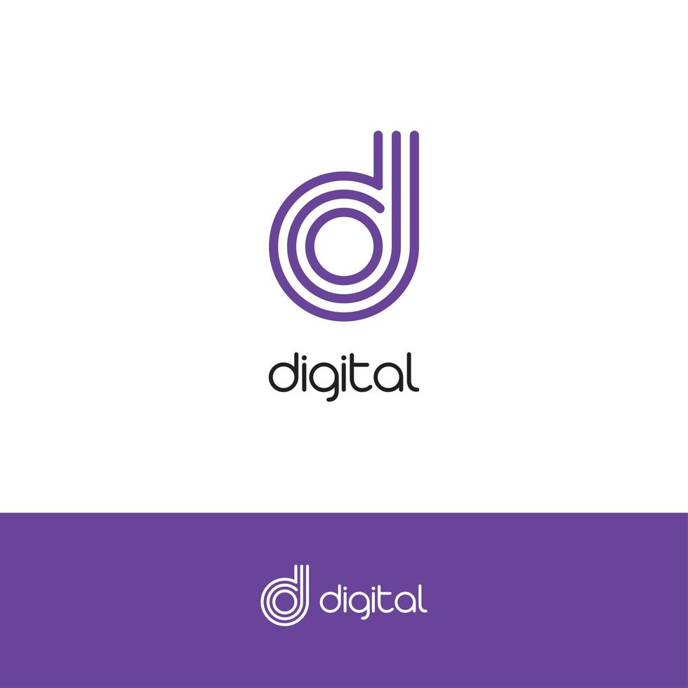 letra d, elegante logotipo y monograma para una startup en desarrollo tecnológico, concepto de logotipo sobre un fondo blanco para productos digitales innovadores, diseño vectorial. vector