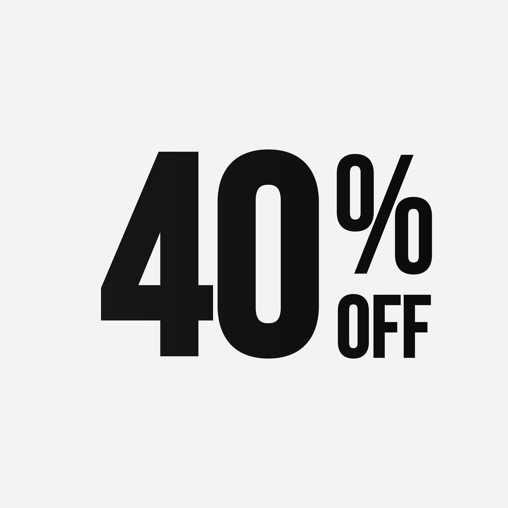 Golden 40 percent off flat cartoon style vector logo concept. 40