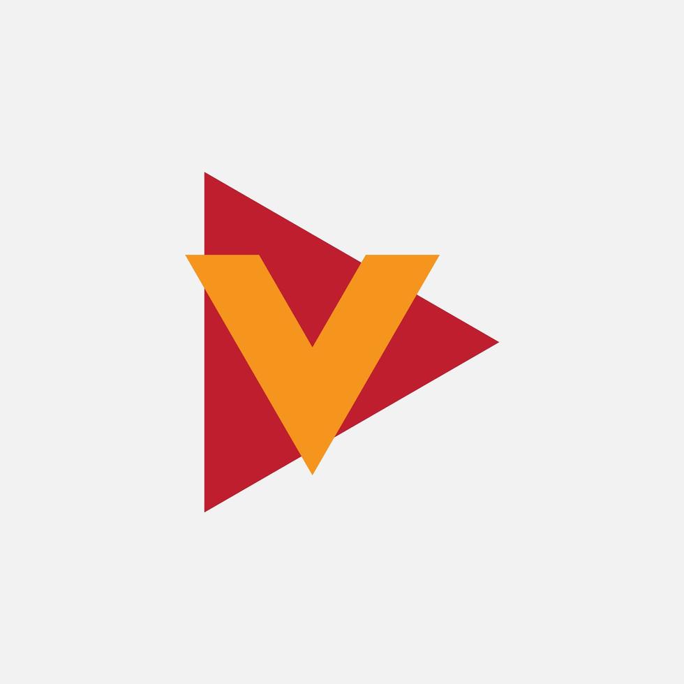 Check colorful icon, play abstract button, letter V logo concept, isolated vector illustration