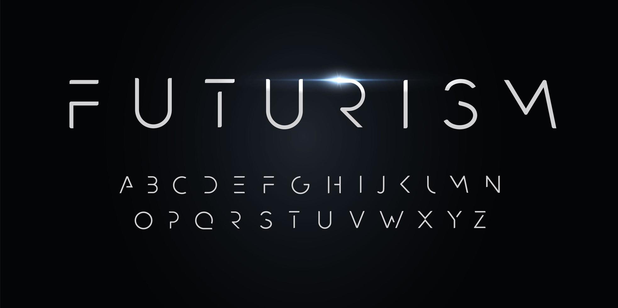 Futurism style alphabet. Thin segment line font, minimalist type for modern futuristic logo, elegant monogram, digital device and hud graphic. Minimal style letters, vector typography design.