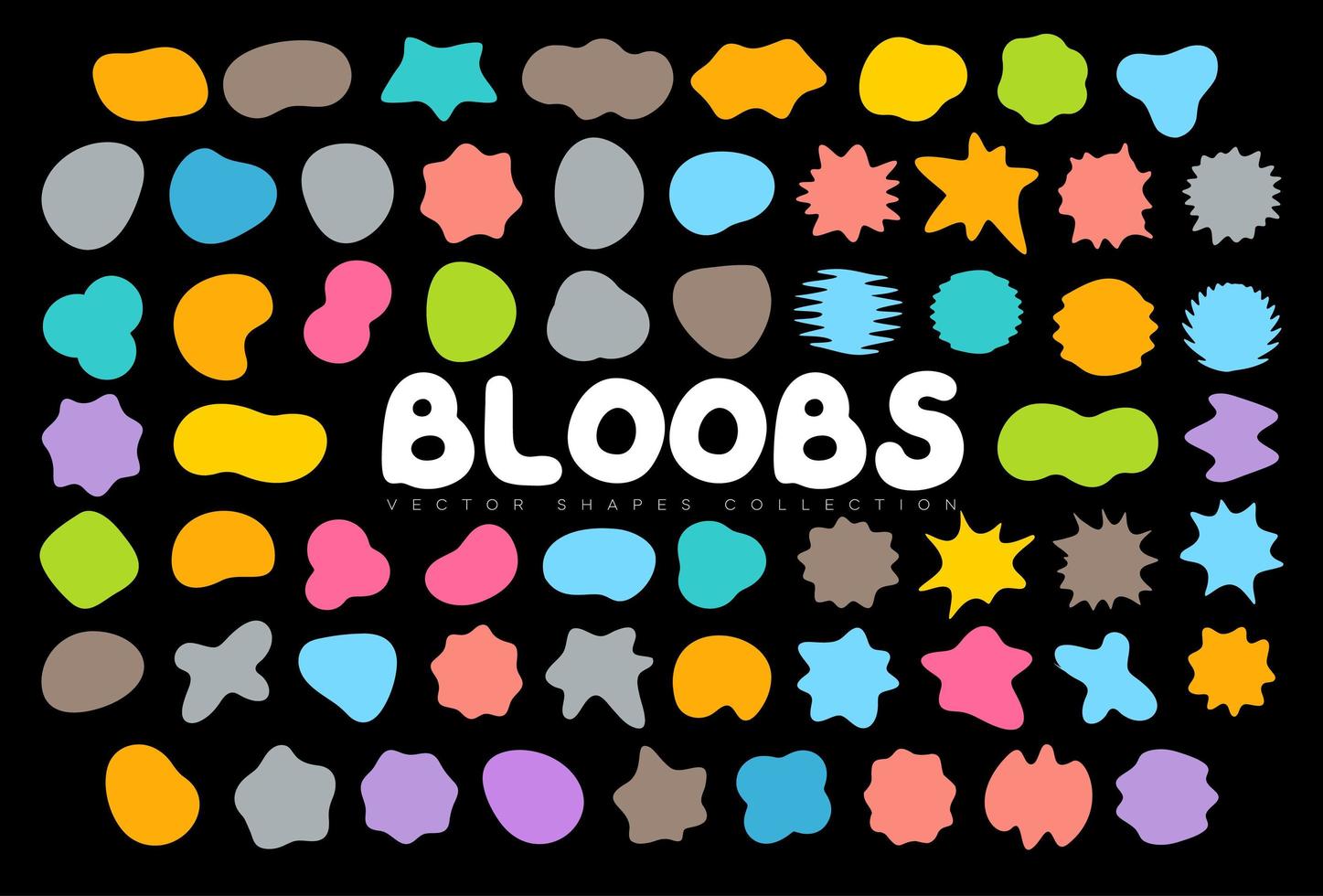 Bloobs shape collection, random abstract stains, color bubble silhouette, irregular liquid shape set, organic wavy fluid, art spot for background, comic speech bubble, vector illustration