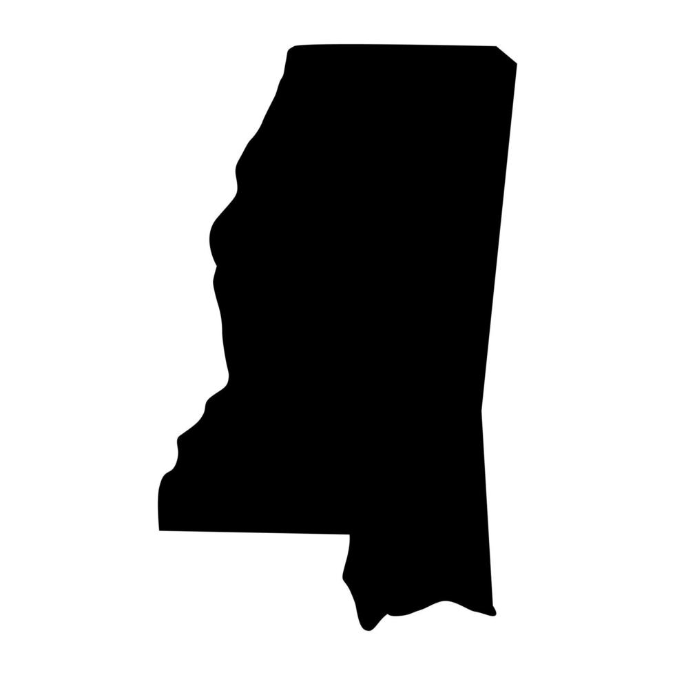 Mapa de Mississippi sobre fondo blanco. vector