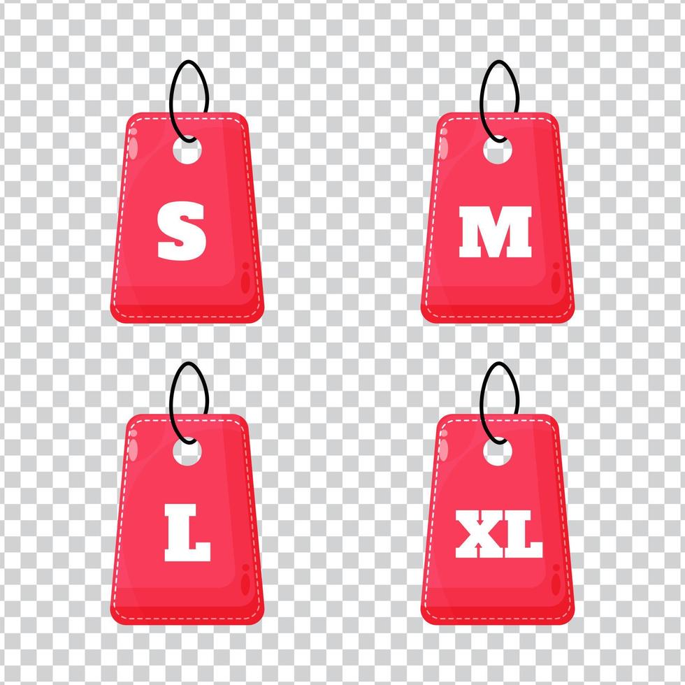 Red size clothing label on blank background vector