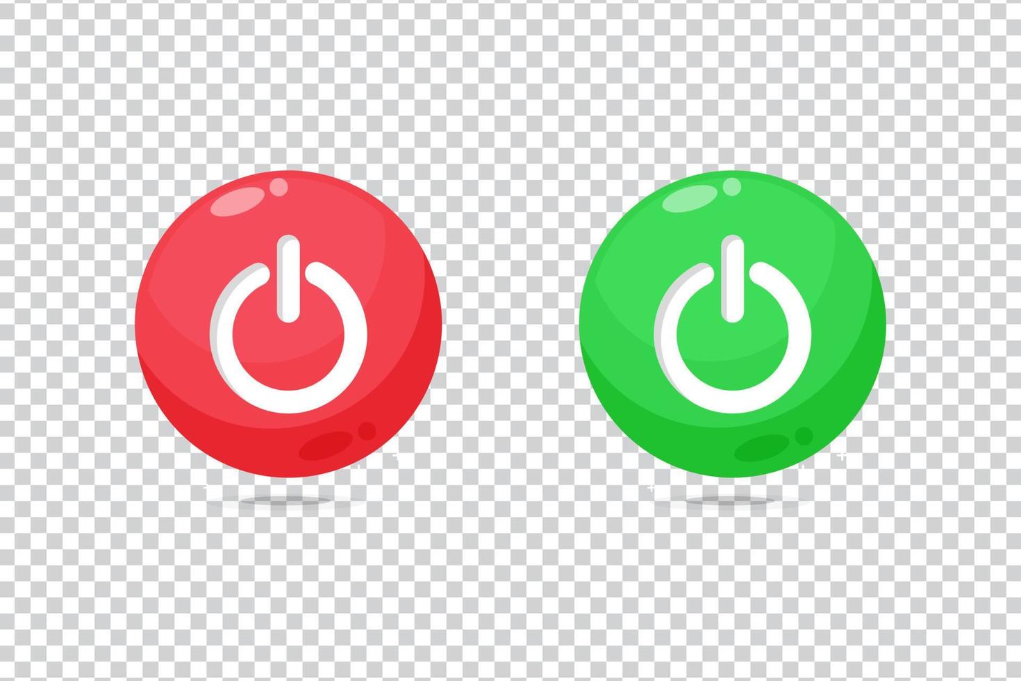 Power on off red and green button icon on blank background vector