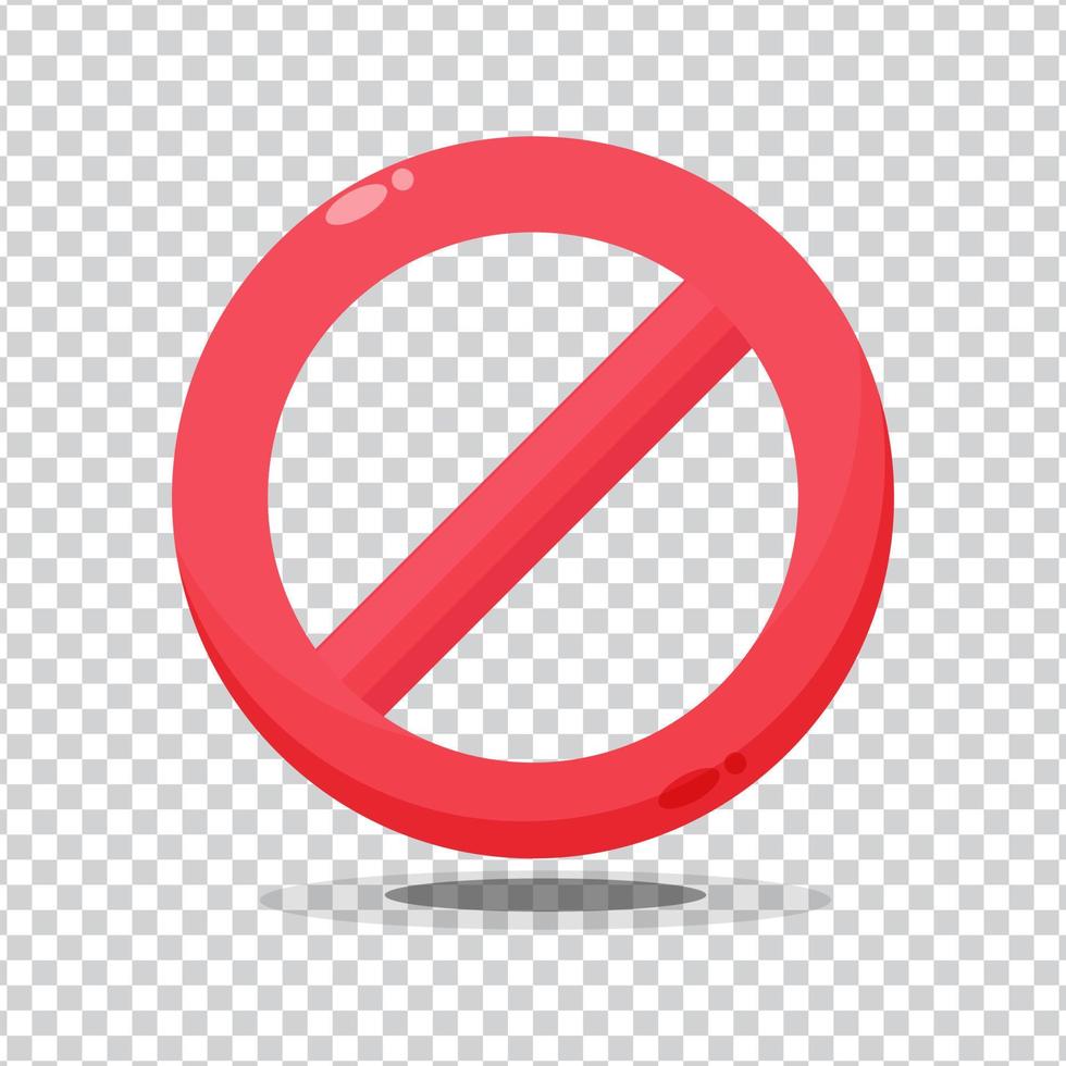 Red forbidden sign no warning icon on blank background vector