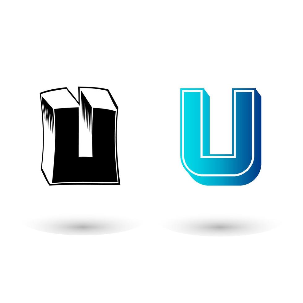 Abstract 3D Letter U Illustration vector