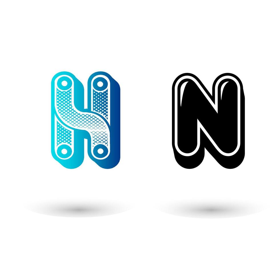 Modern Letter N Icon Illustration vector