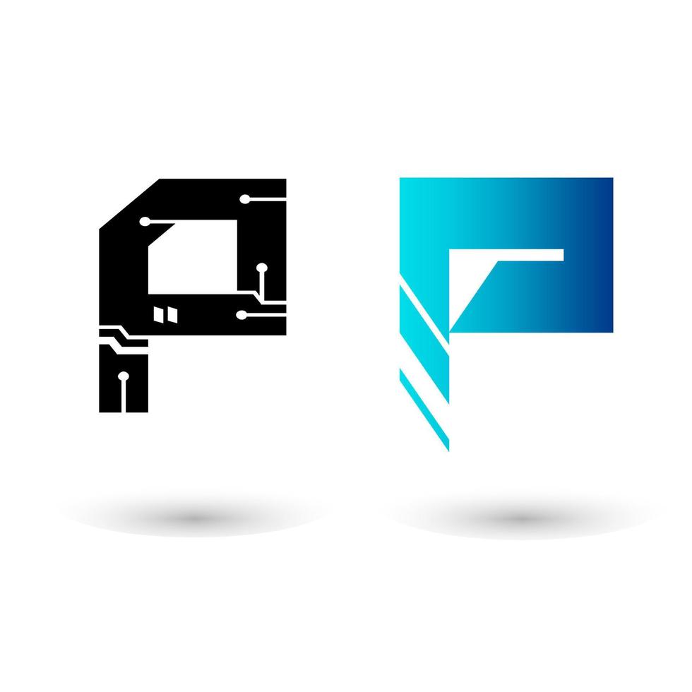 Modern Technology Letter P Vector Design