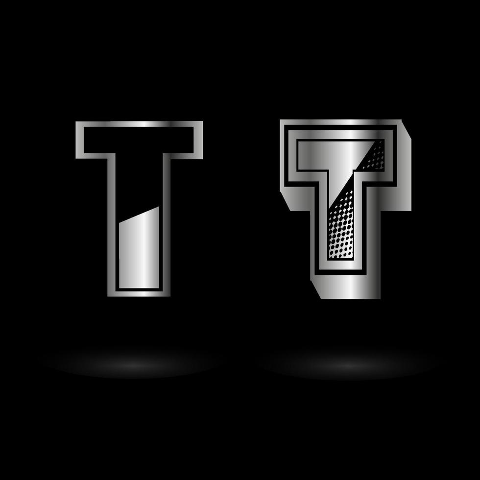 Abstract Metallic Letter T Illustration vector