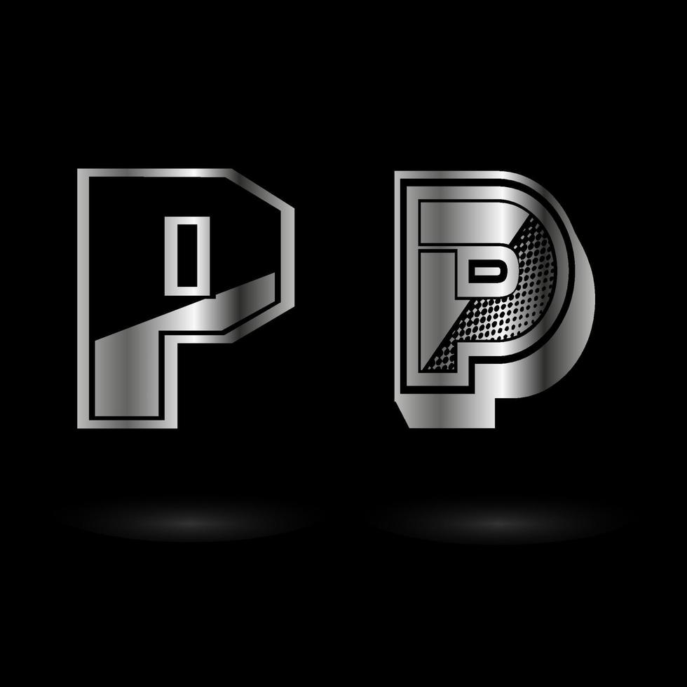 Abstract Metallic Letter P Illustration vector