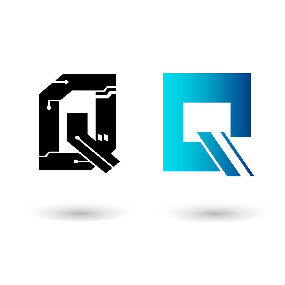 Modern Technology Letter Q Vector Design