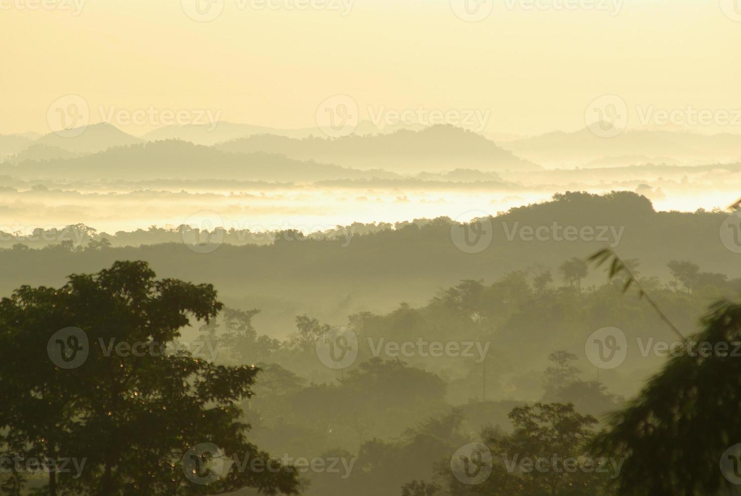 Mountain view with gloden light from sunrise photo