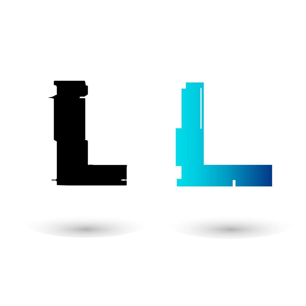 Creative Glitch Letter L Design vector