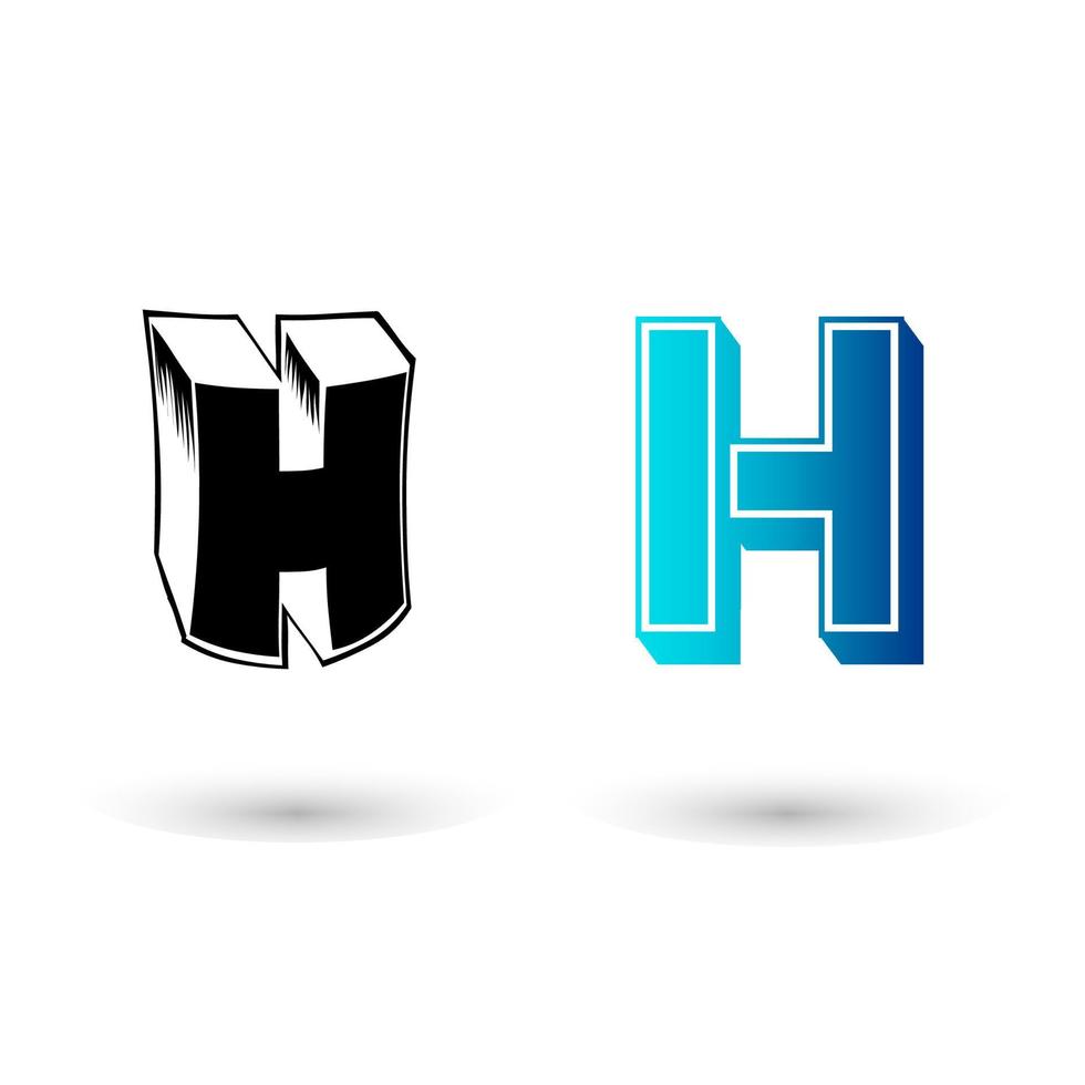 Ilustración 3d abstracto letra h vector