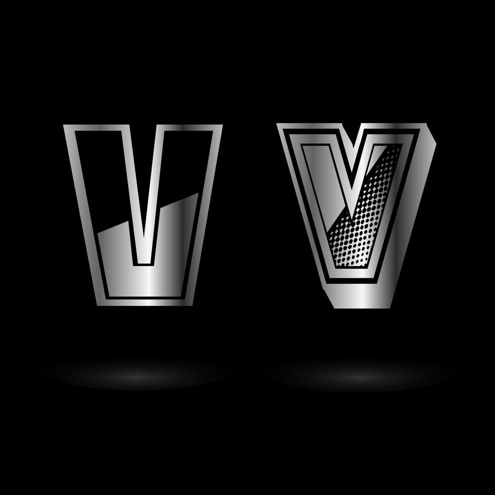 Abstract Metallic Letter V Illustration vector