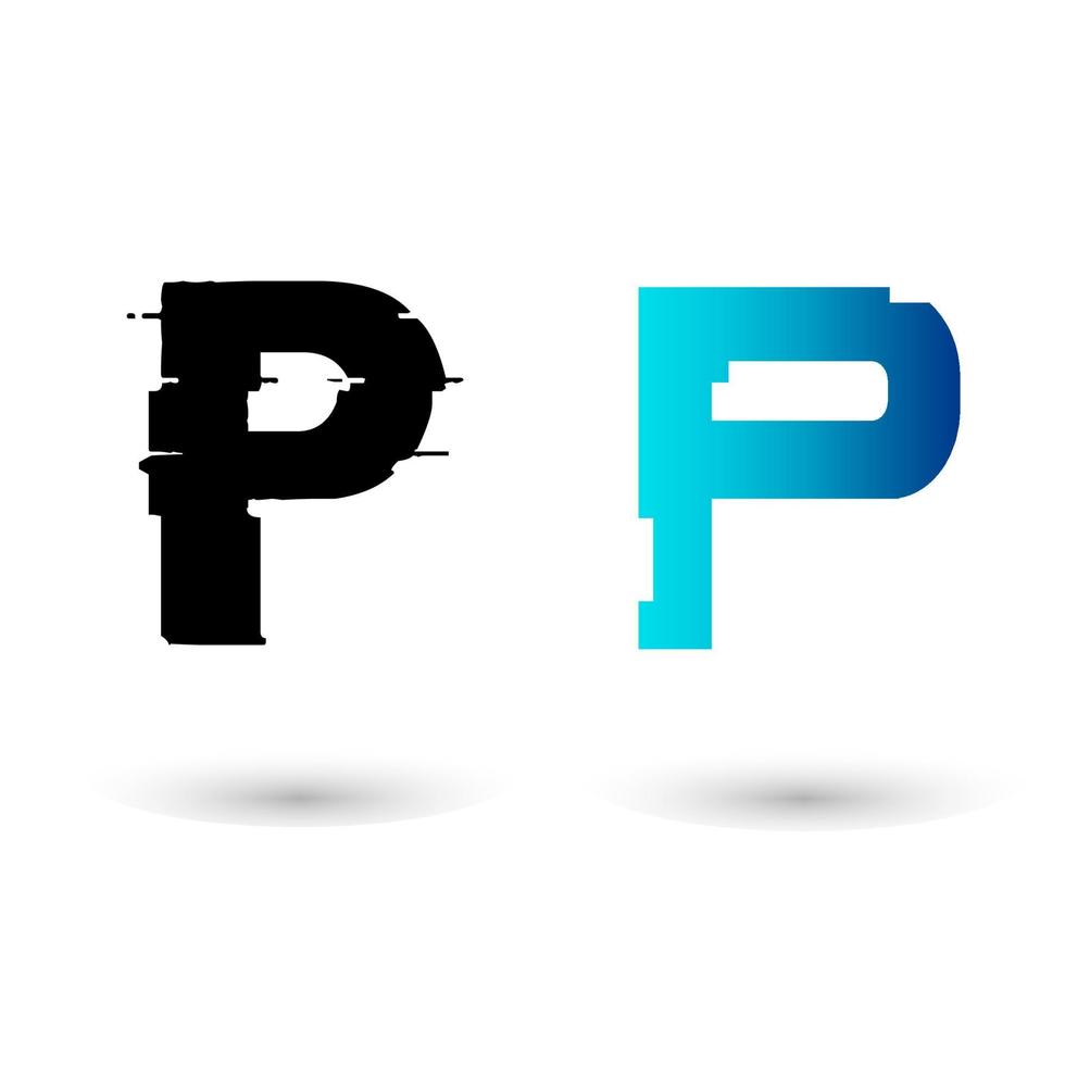 Creative Glitch Letter P Design vector