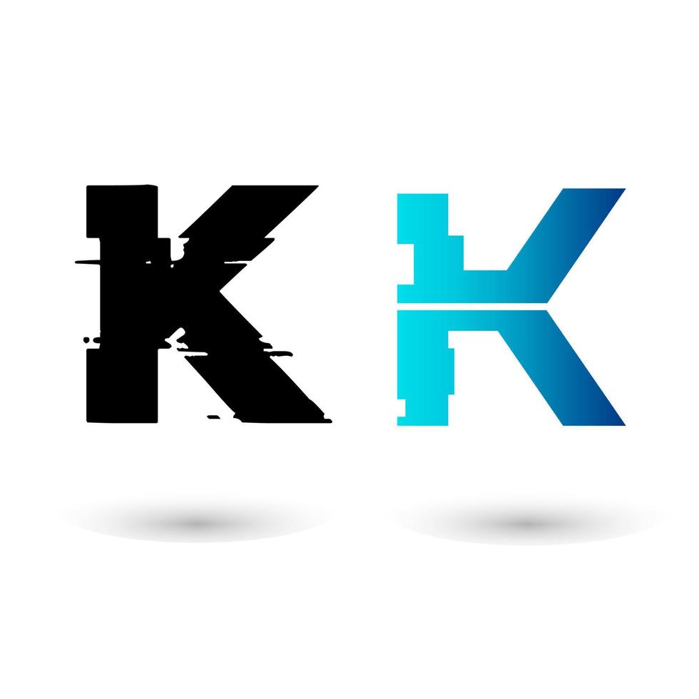 Creative Glitch Letter K Design vector