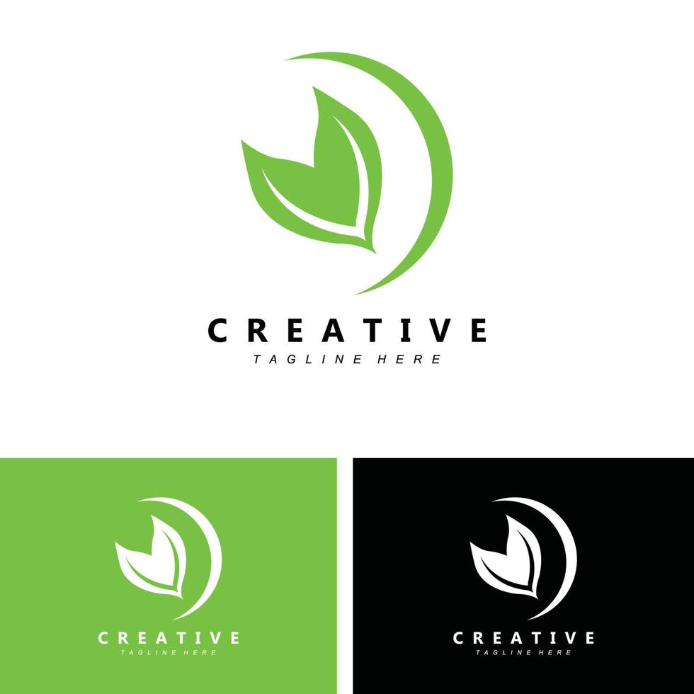 plant and logo design, simple minimalist natural concept, green decoration vector