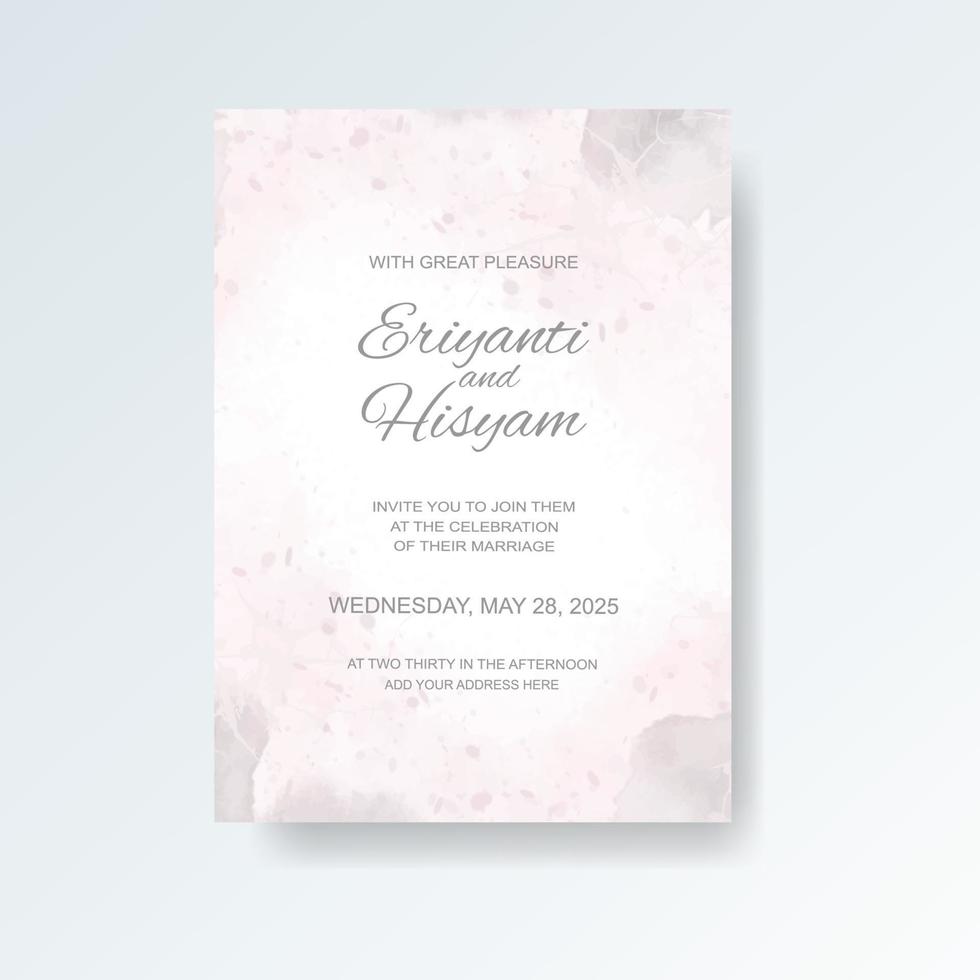 Watercolor wedding invitation card. Beautiful wedding card watercolor with splash. vector