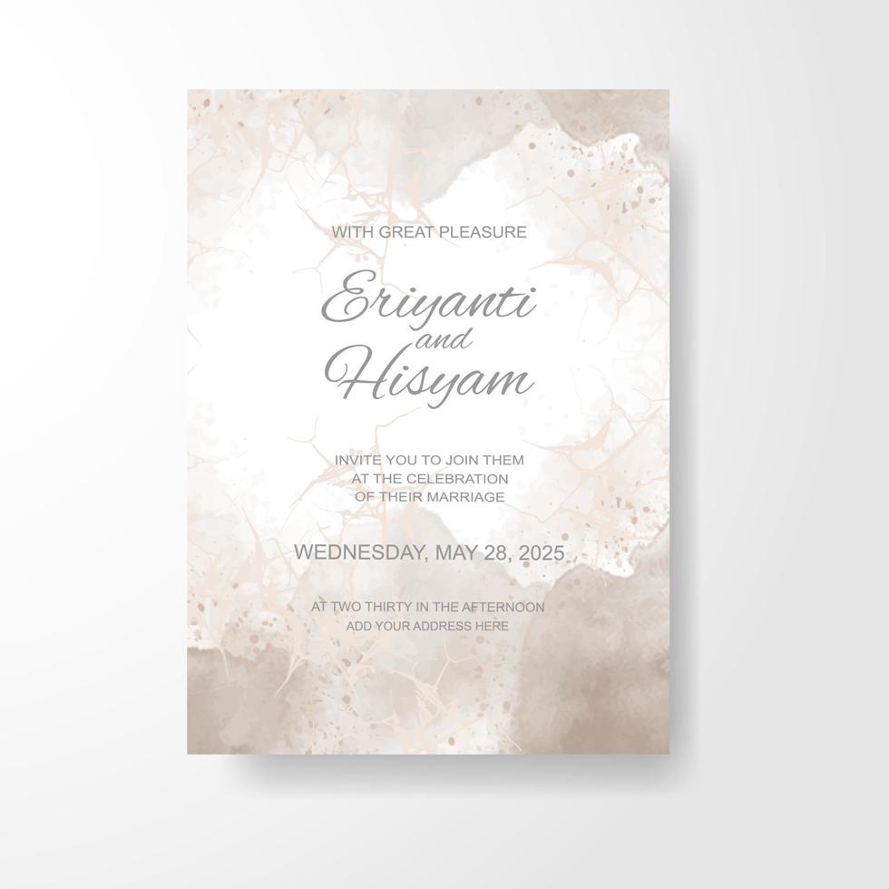 Watercolor wedding invitation card. Beautiful wedding card watercolor with splash. vector