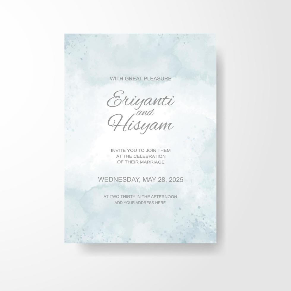 Watercolor wedding invitation card. Beautiful wedding card watercolor with splash. vector