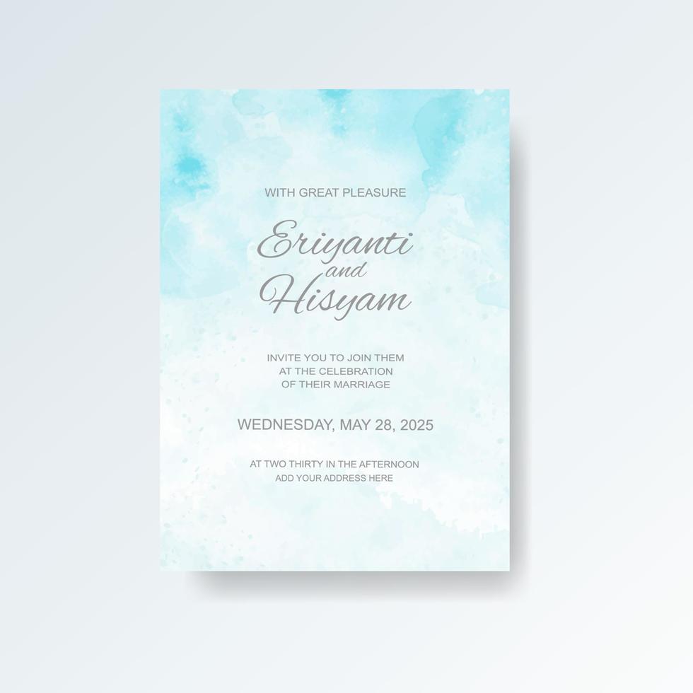 Watercolor wedding invitation card. Beautiful wedding card watercolor with splash. vector