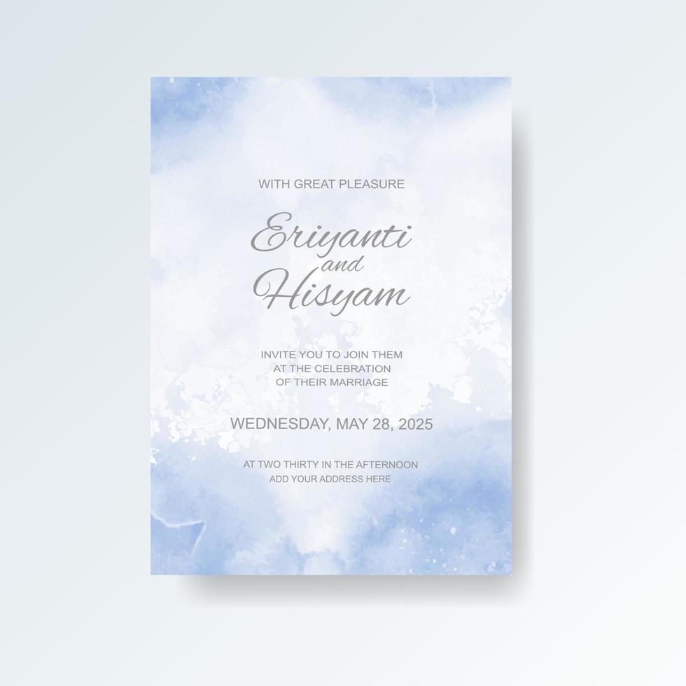 Watercolor wedding invitation card. Beautiful wedding card watercolor with splash. vector