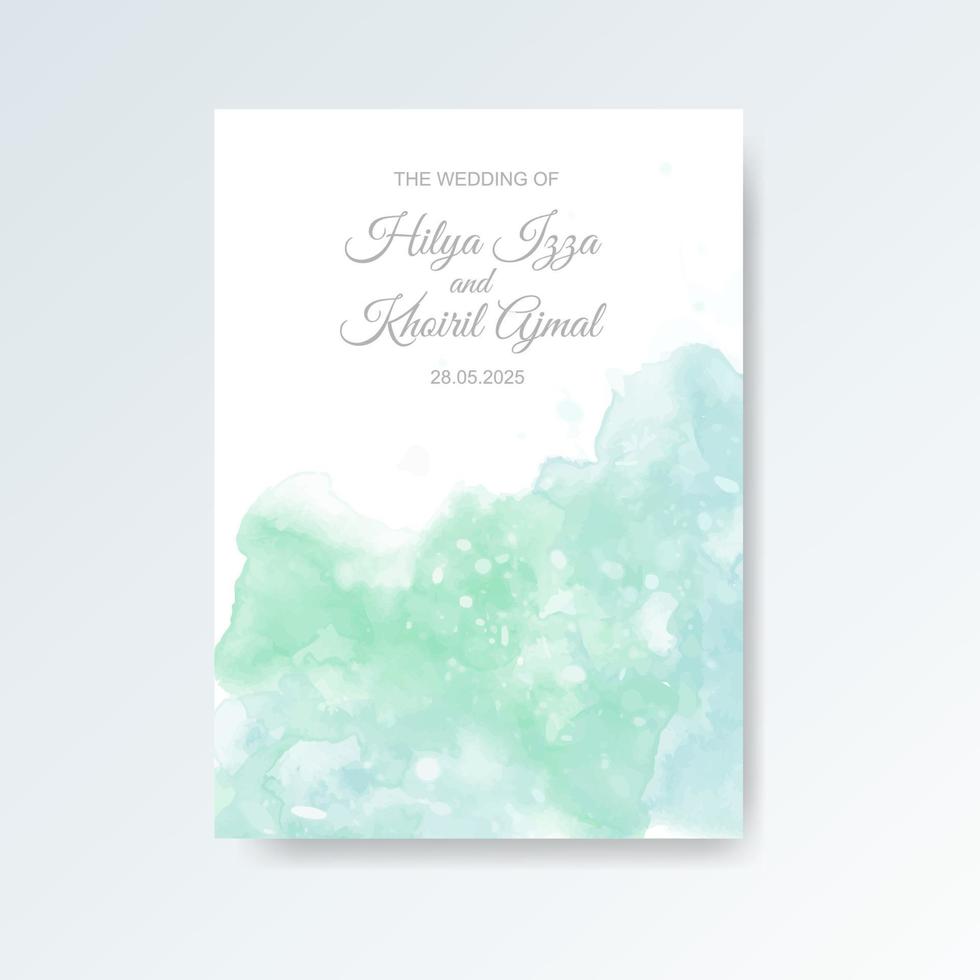 Watercolor wedding invitation card. Beautiful wedding card watercolor with splash. vector