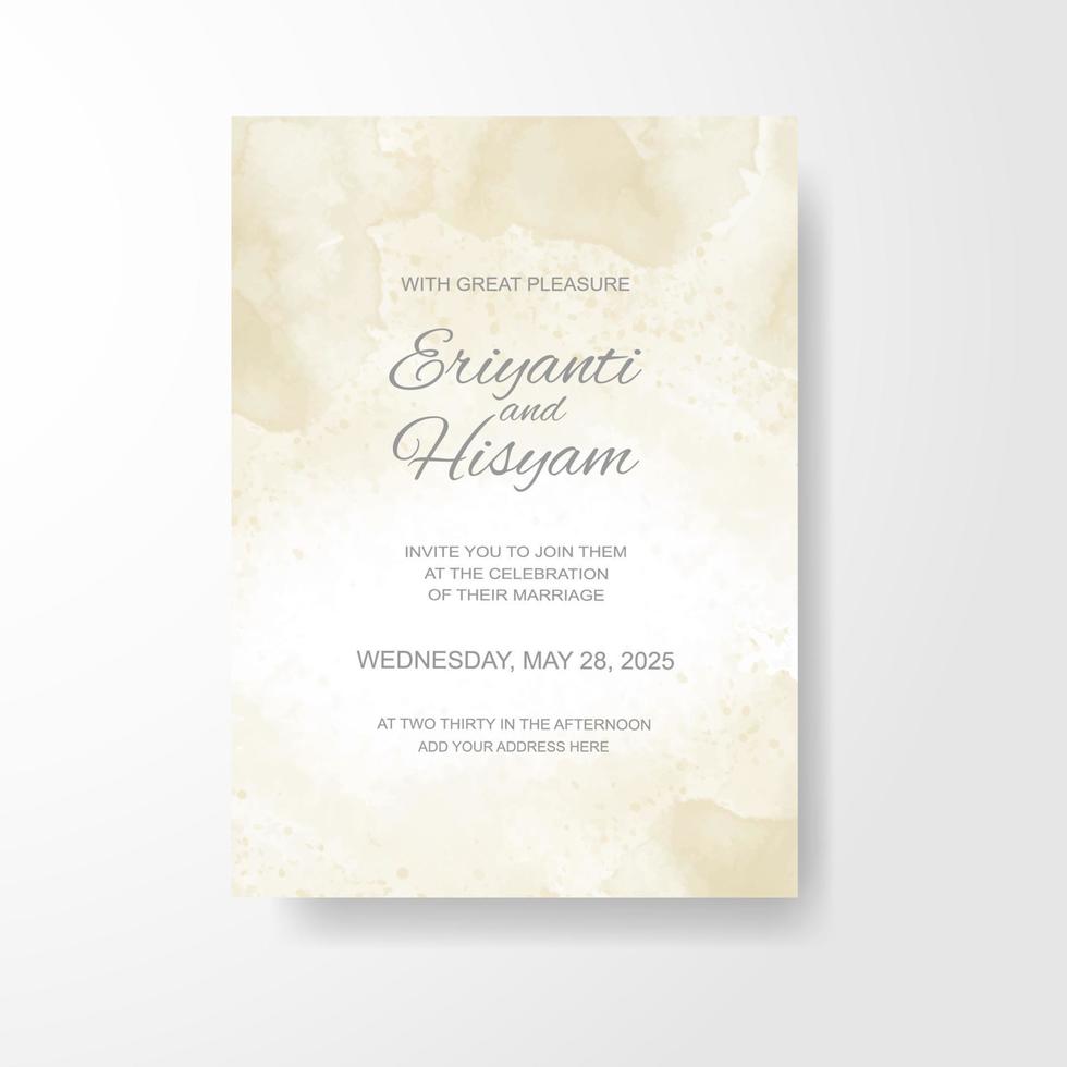 Watercolor wedding invitation card. Beautiful wedding card watercolor with splash. vector