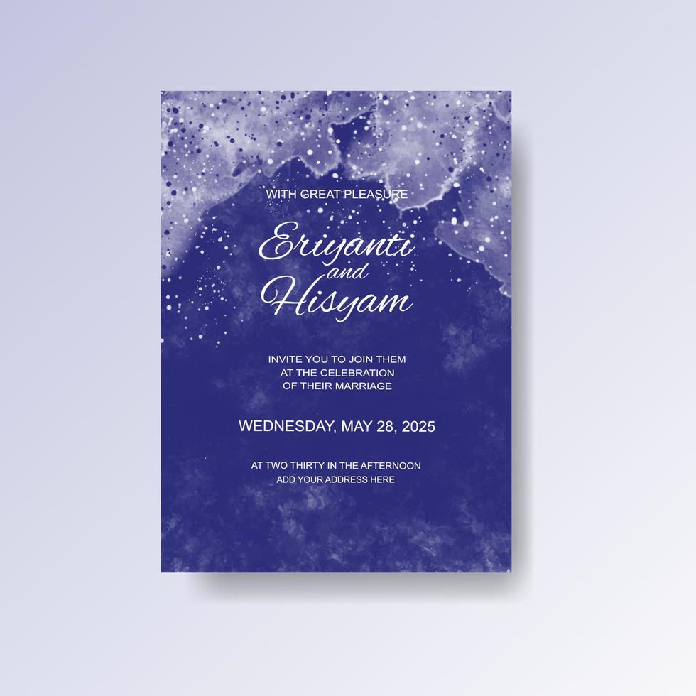 Watercolor wedding invitation card. Beautiful wedding card watercolor with splash. vector