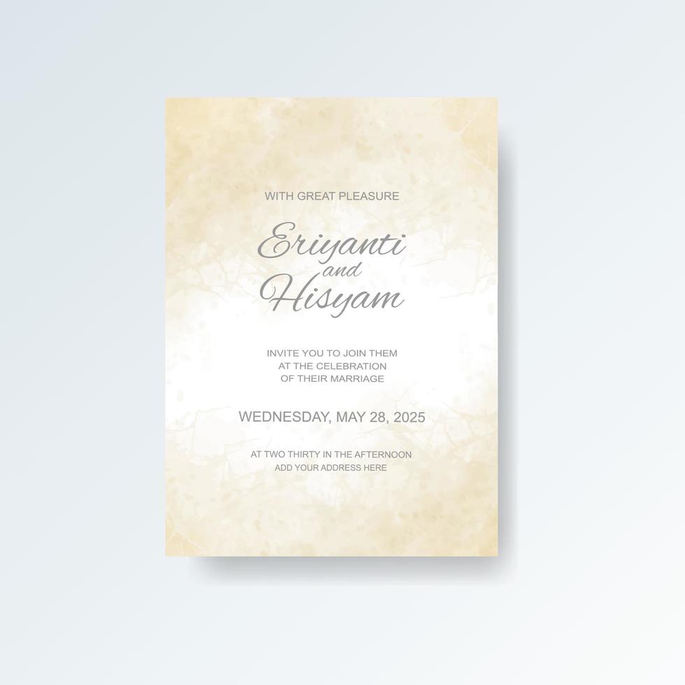 Watercolor wedding invitation card. Beautiful wedding card watercolor with splash. vector