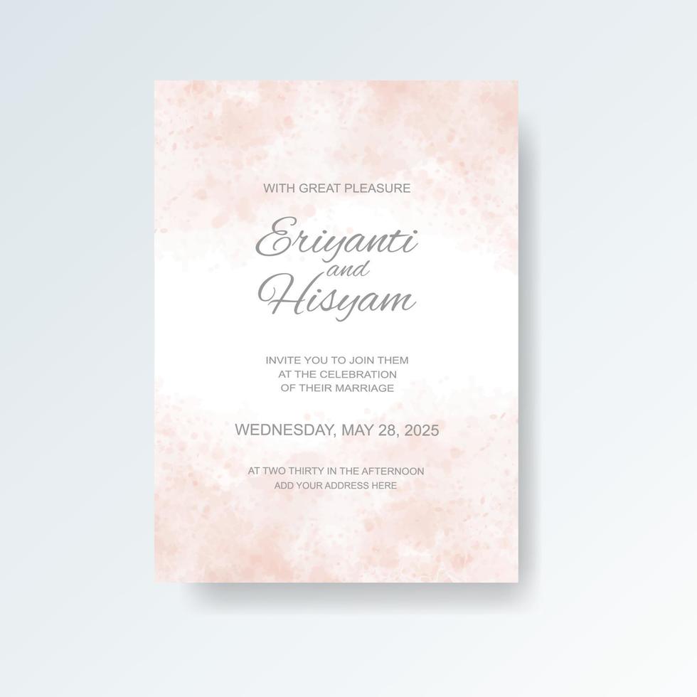 Watercolor wedding invitation card. Beautiful wedding card watercolor with splash. vector