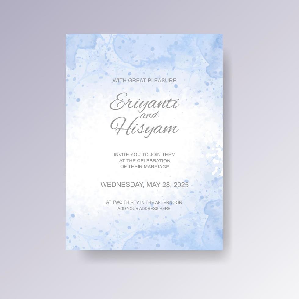 Watercolor wedding invitation card. Beautiful wedding card watercolor with splash. vector