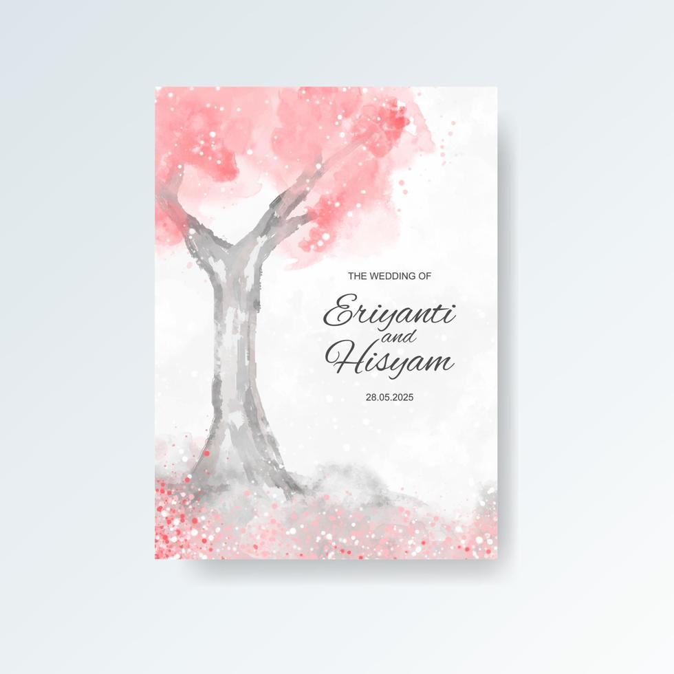 Watercolor wedding invitation card. Beautiful wedding card watercolor with splash. vector