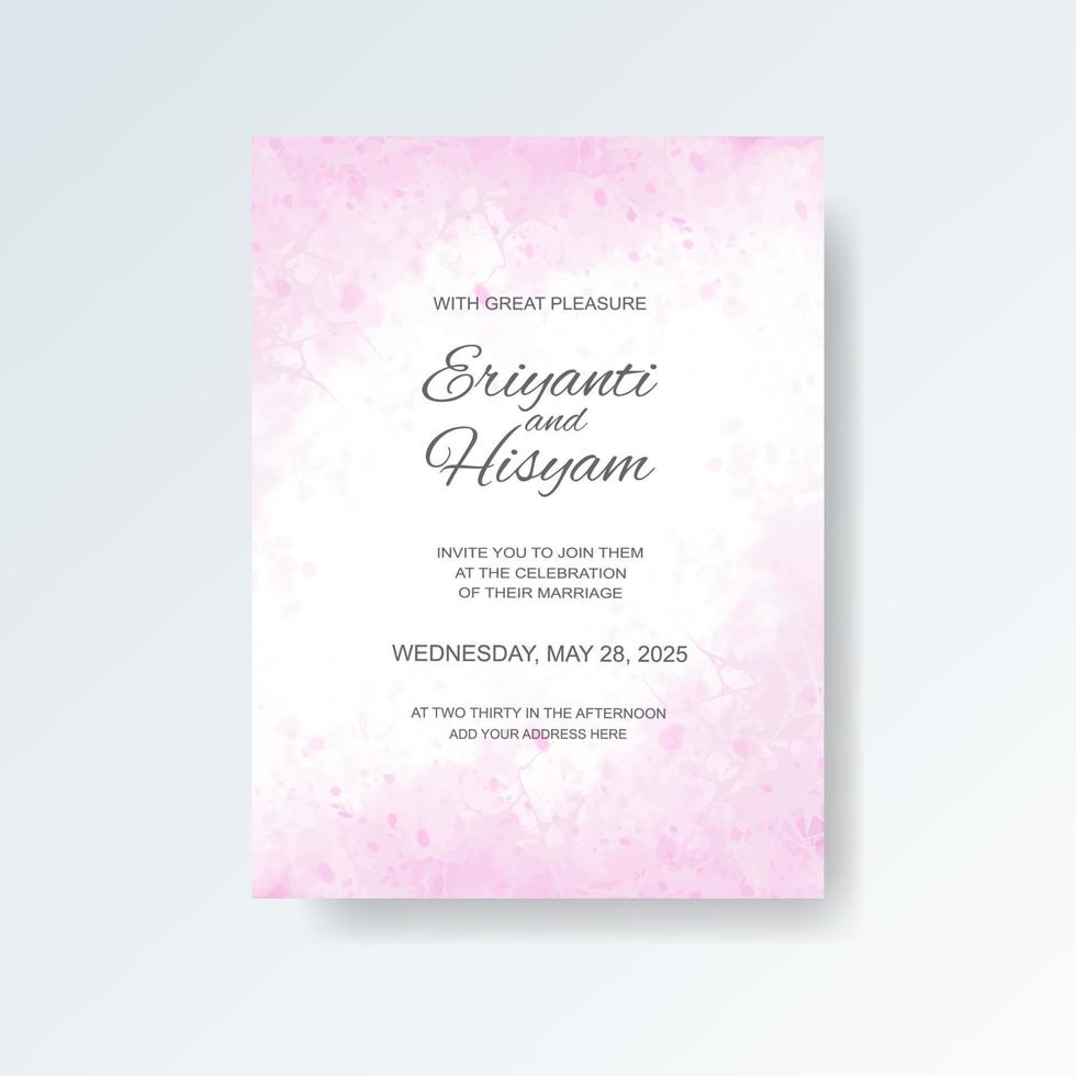 Watercolor wedding invitation card. Beautiful wedding card watercolor with splash. vector