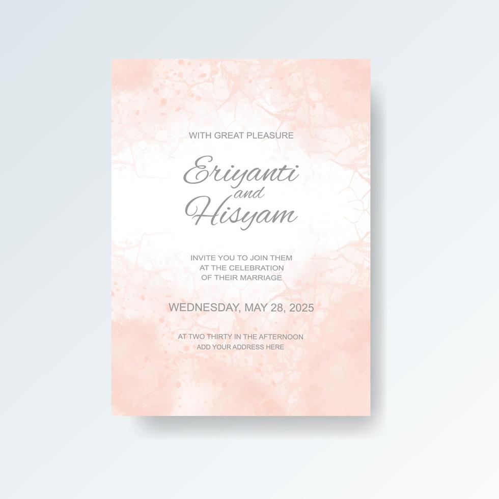 Watercolor wedding invitation card. Beautiful wedding card watercolor with splash. vector