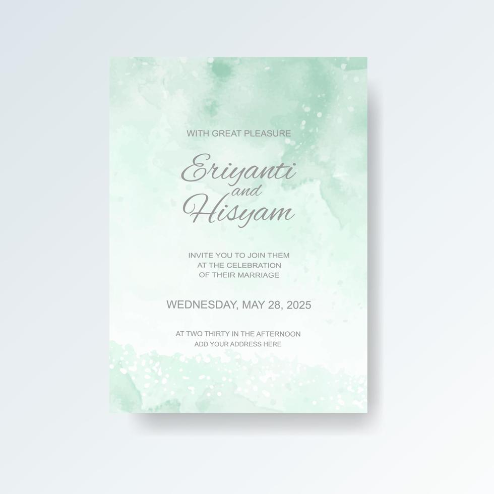 Watercolor wedding invitation card. Beautiful wedding card watercolor with splash. vector
