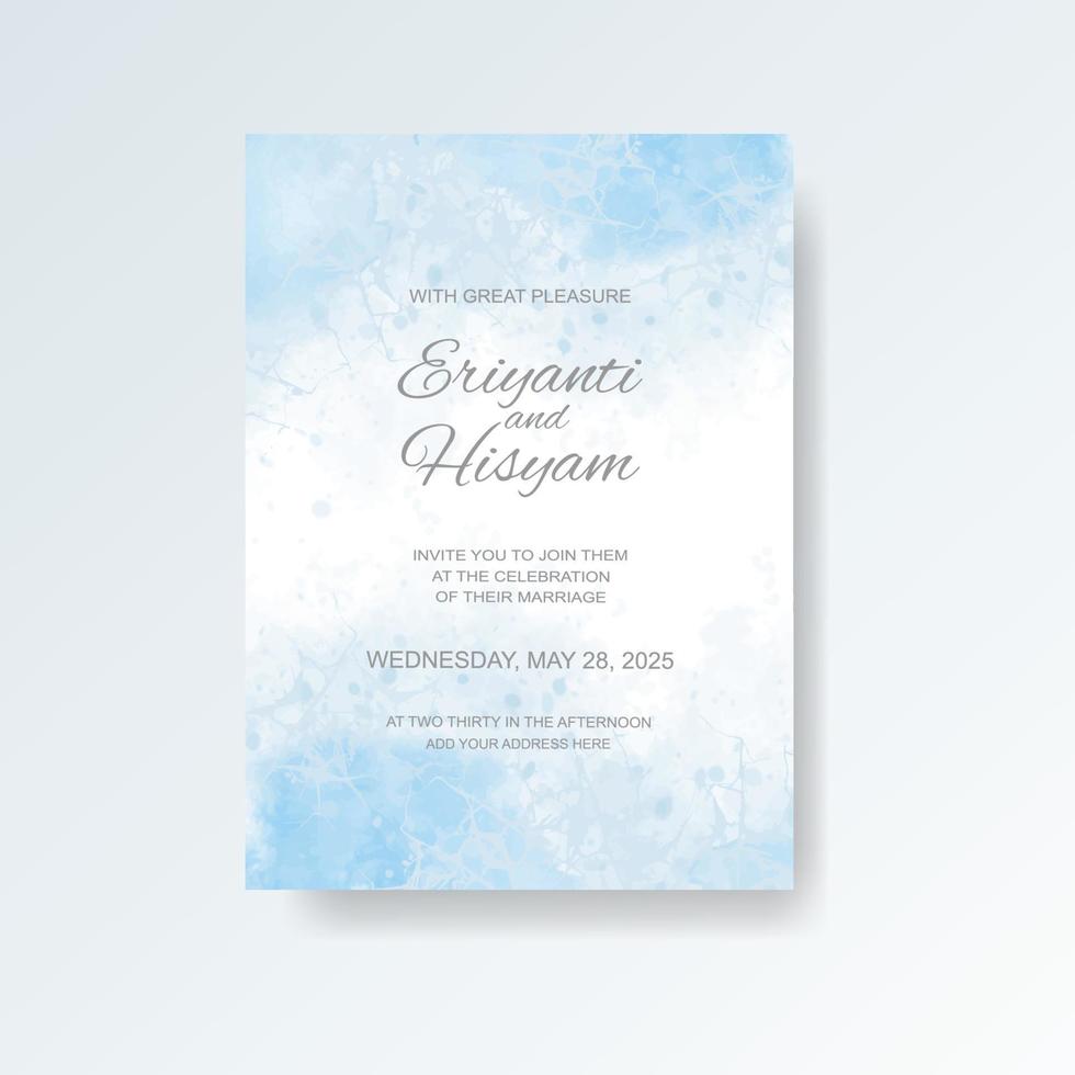 Watercolor wedding invitation card. Beautiful wedding card watercolor with splash. vector