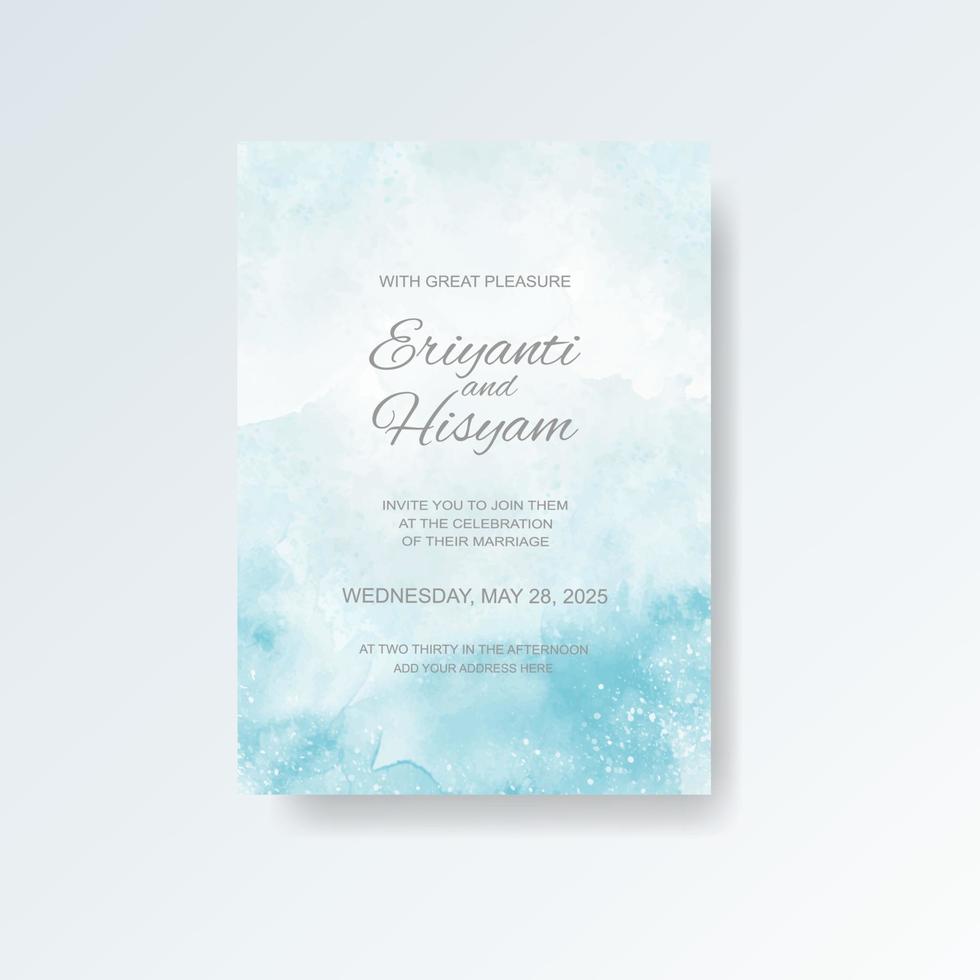 Watercolor wedding invitation card. Beautiful wedding card watercolor with splash. vector