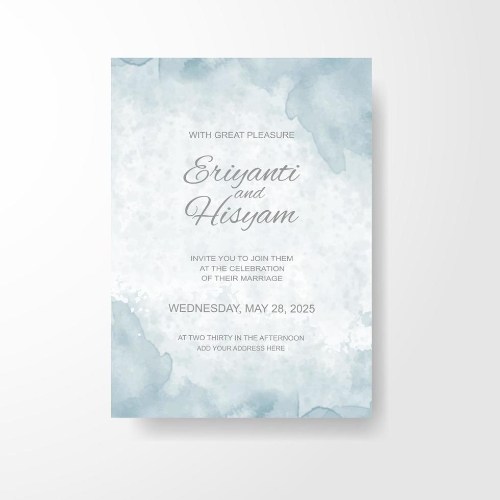 Watercolor wedding invitation card. Beautiful wedding card watercolor with splash. vector