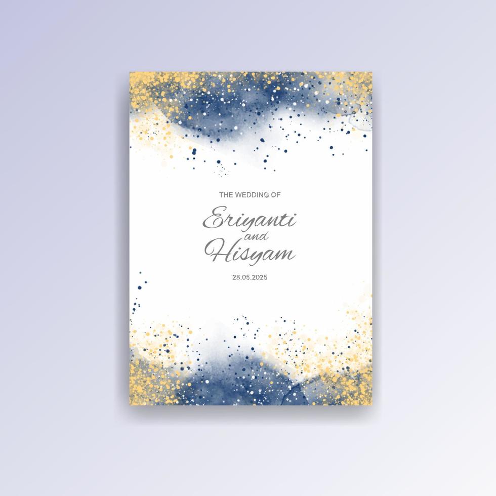 Watercolor wedding invitation card. Beautiful wedding card watercolor with splash. vector