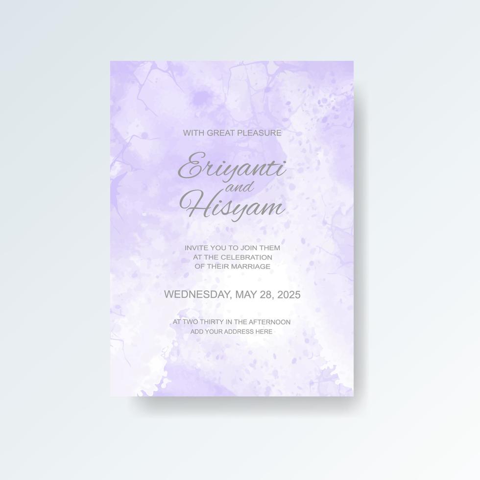 Watercolor wedding invitation card. Beautiful wedding card watercolor with splash. vector