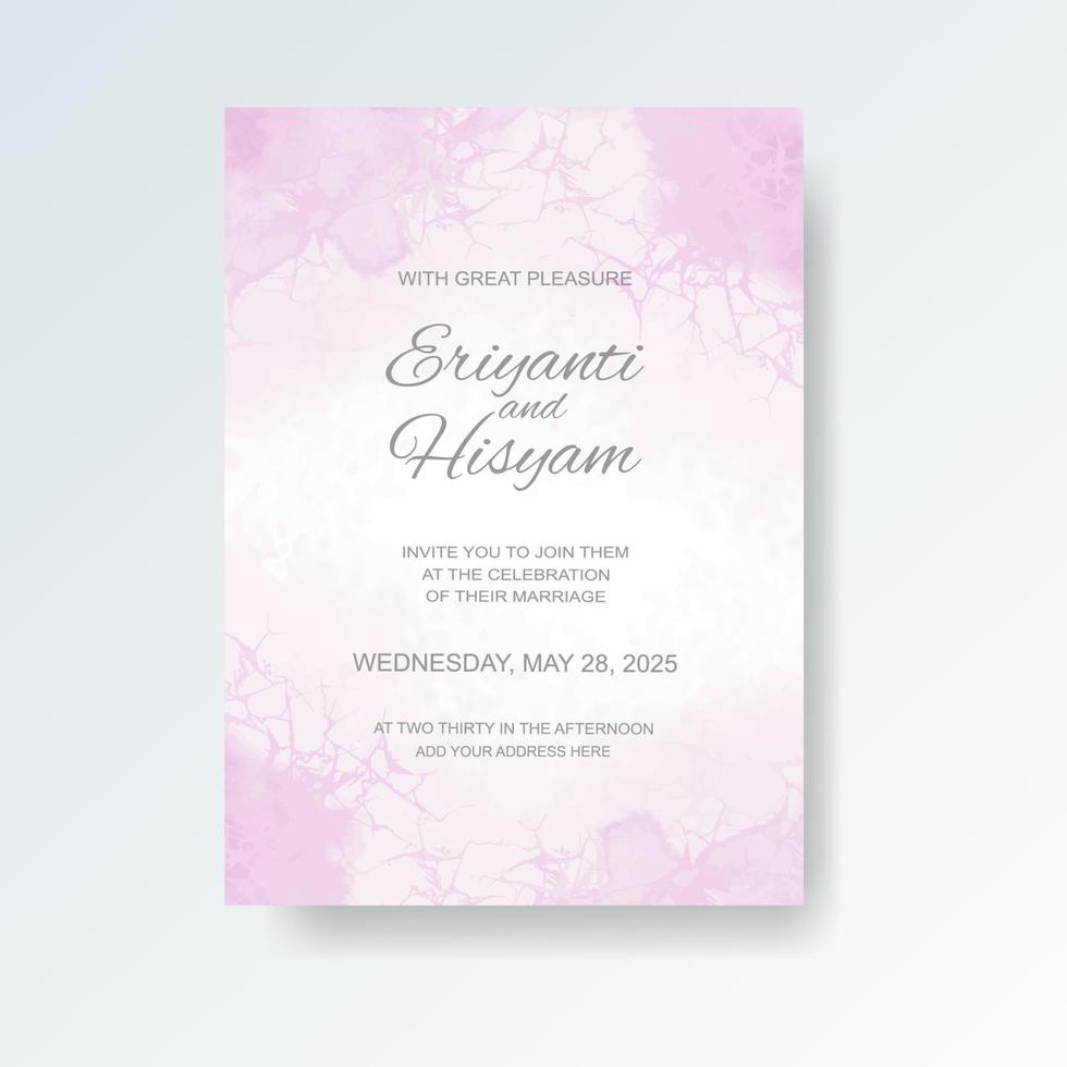 Watercolor wedding invitation card. Beautiful wedding card watercolor with splash. vector