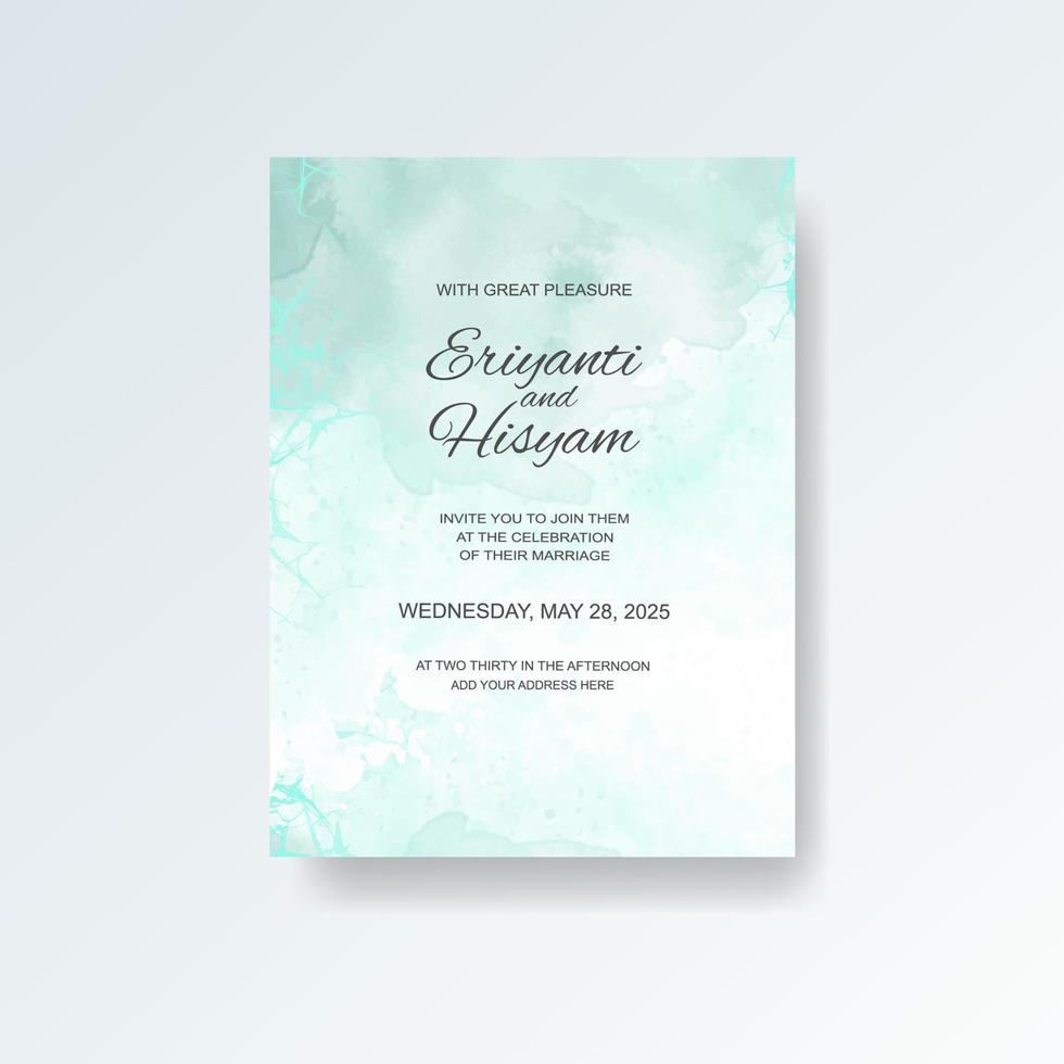 Watercolor wedding invitation card. Beautiful wedding card watercolor with splash. vector