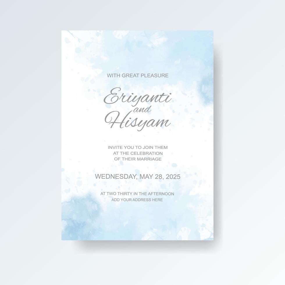 Watercolor wedding invitation card. Beautiful wedding card watercolor with splash. vector